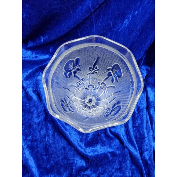 vintage jeanette beautifull 1930s-40s iris and herringbone frosted crystal vase - Picture 4 of 5